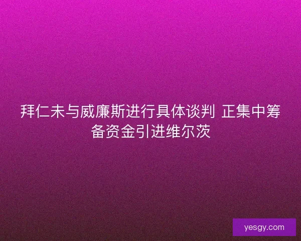 拜仁未与威廉斯进行具体谈判 正集中筹备资金引进维尔茨 拜仁未与威廉斯进行具体谈判 正集中筹备资金引进维尔茨